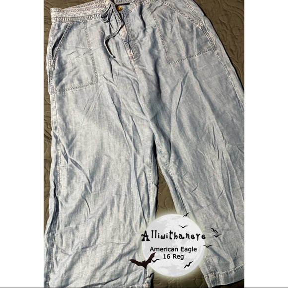 American Eagle Super High Waist Wide Leg Jeans 16 Reg - Picture 1 of 3